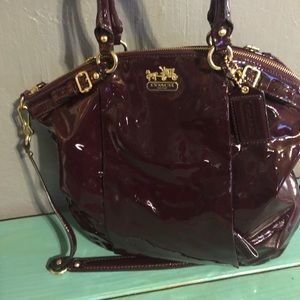 Coach Plum Madison Patent Leather Lindsey Satchel